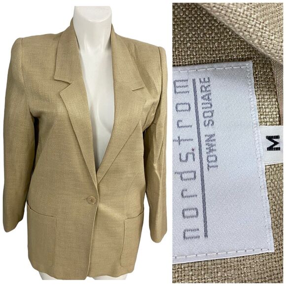 Nordstrom Blazer Womens Medium Tan Oversized Boxy Work Office Casual Jacket - Picture 2 of 15